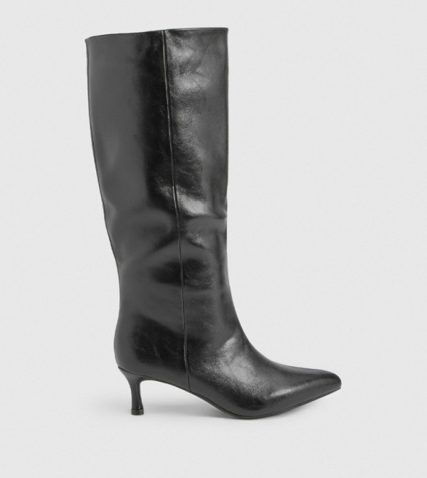 Pointed Toe Column Knee High Boots