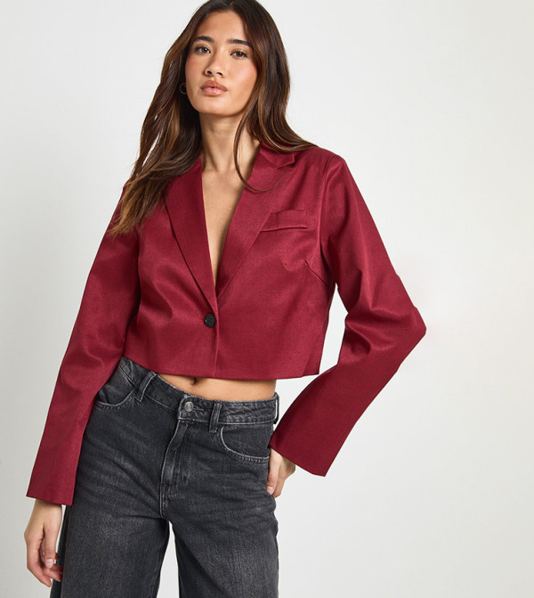 Solid Boxy Cropped Blazer