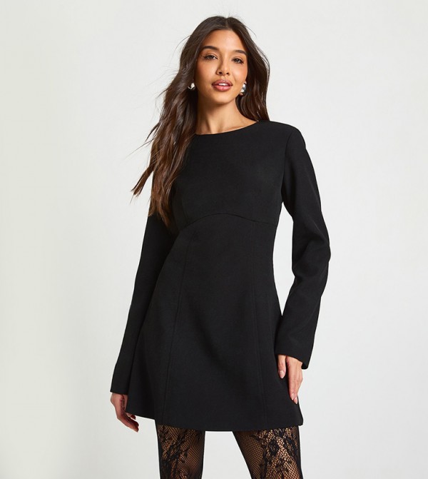 Long Sleeves Tailored Shift Mini Dress