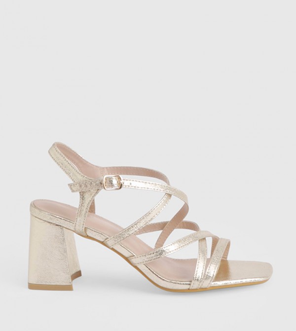 Cross Over Strappy Block Heel Sandals
