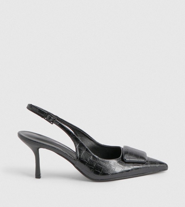 Croc Trim Detail Slingback Pumps