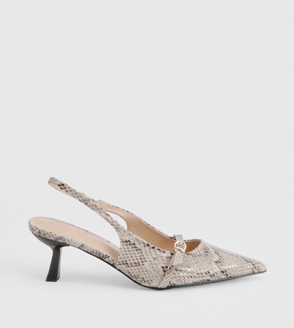 Buckle Detail Slingback Pumps