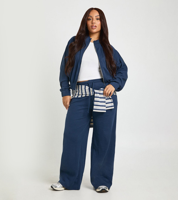 Curve Ribbed Wide Leg Trousers