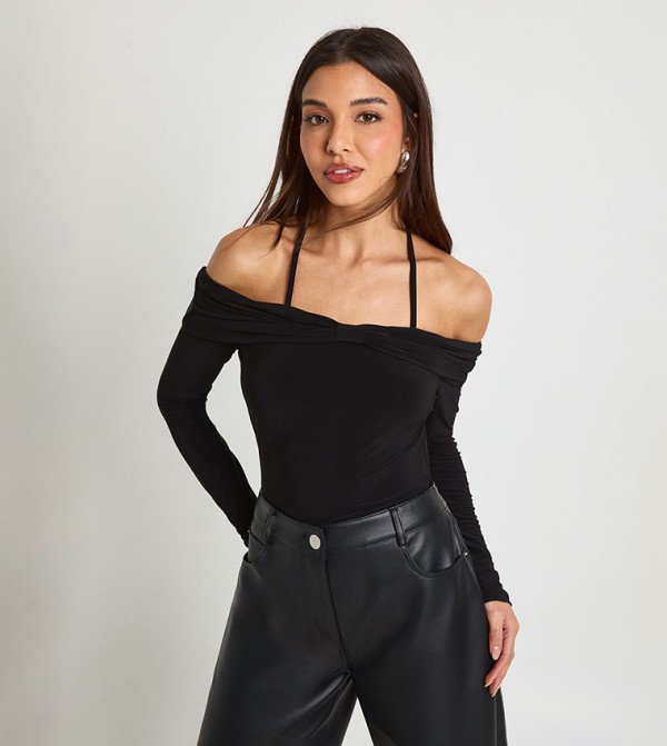 Slinky Bow Bardot Detail Top