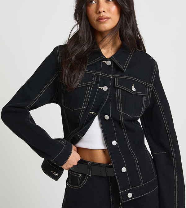 Cinched Waist Denim Jacket