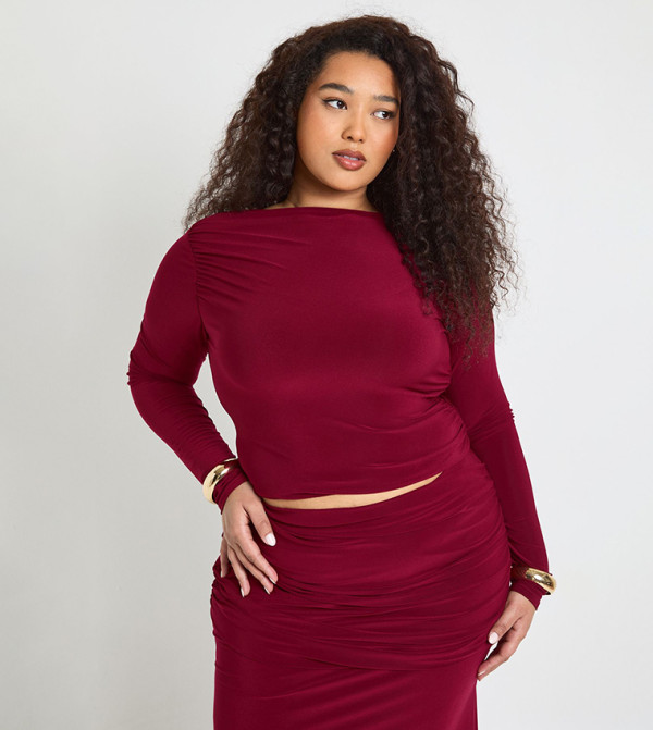 Curve Ruched Detail Long Sleeves Top