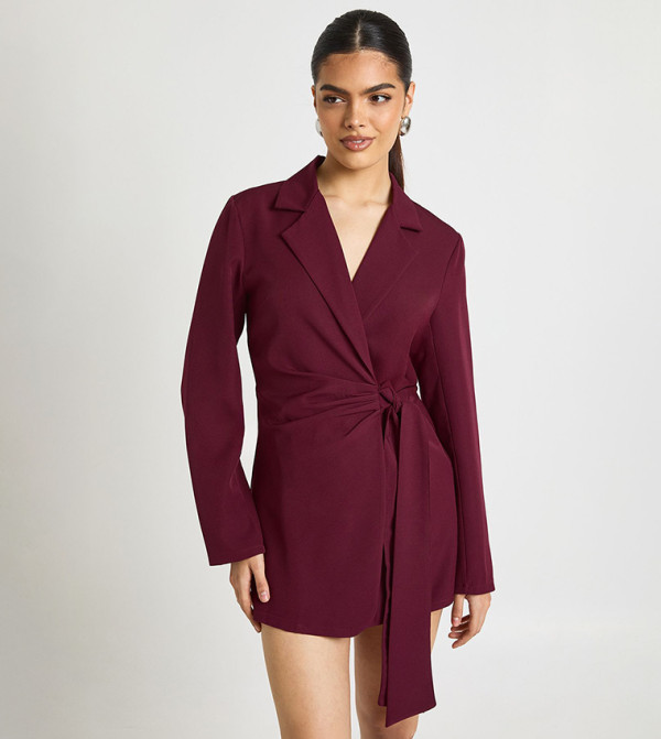 Wrap Drape Front Tailored Mini Blazer Dress