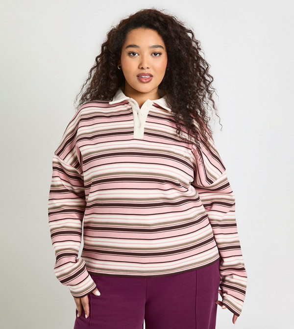 سويتشيرت بقبة بولو للمقاسات الكبيرة 