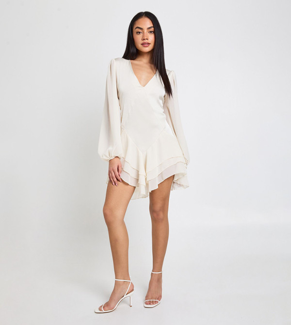 Chiffon Mix Panelled Smock Mini Dress
