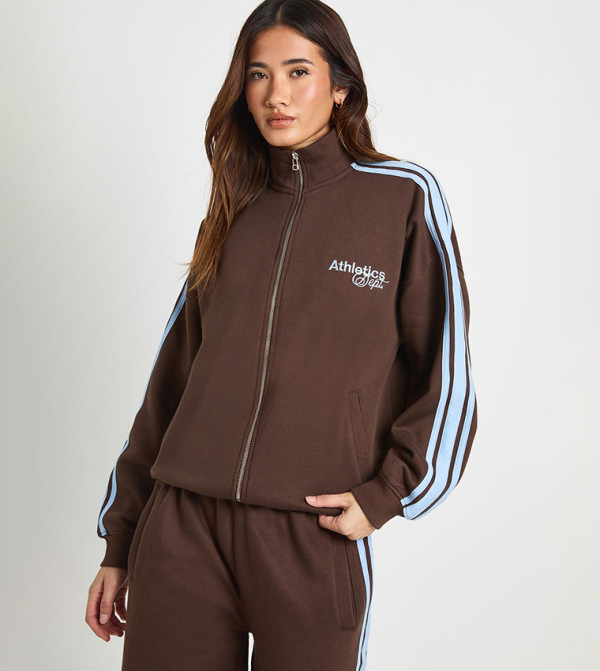 Side Striped High Neck Zip-Through Jacket