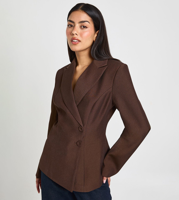 Solid Wrap Asymmetric Blazer