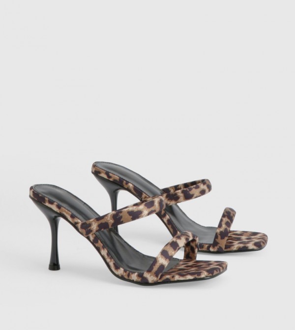 Padded Double Strap Heeled Sandals