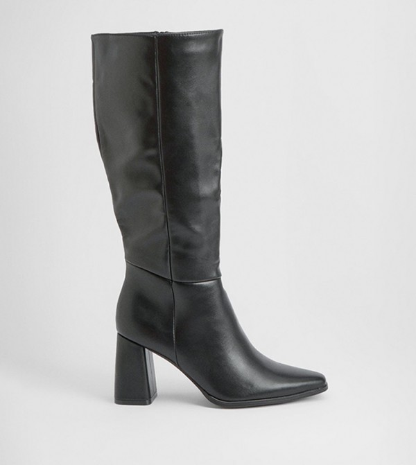 Block Heel Seam Detail Knee High Boots