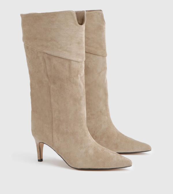 بوت نصف الساق شامواه صناعي بكعب ستيليتو قصير 