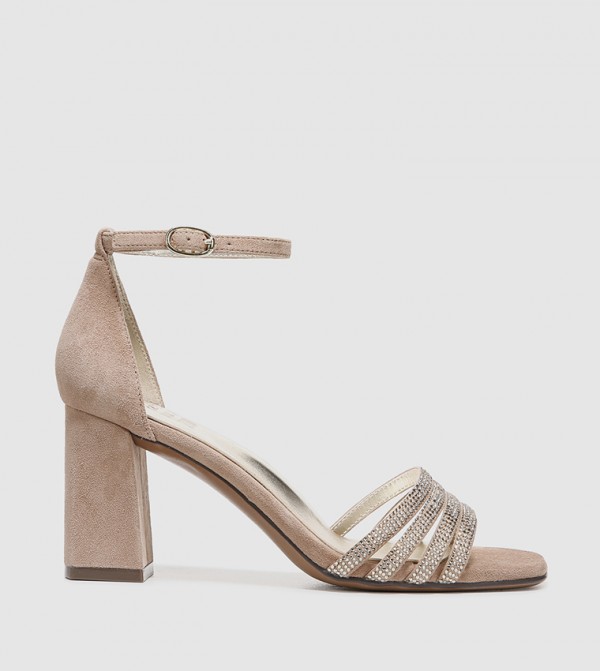 THENA2 Embellished Block Heel Sandals