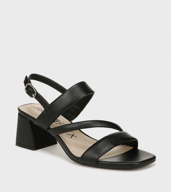 NACELIA Open Toe Ankle Strap Block Heel Sandals