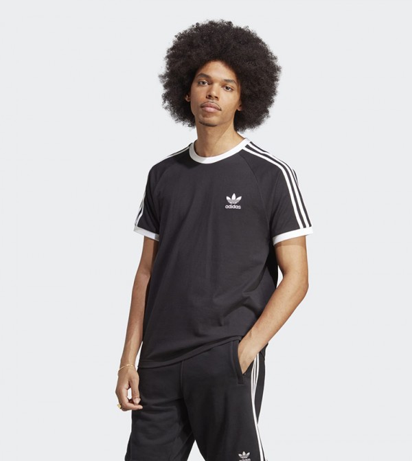 Stripe Detailed Sleeves Crew Neck T-Shirt