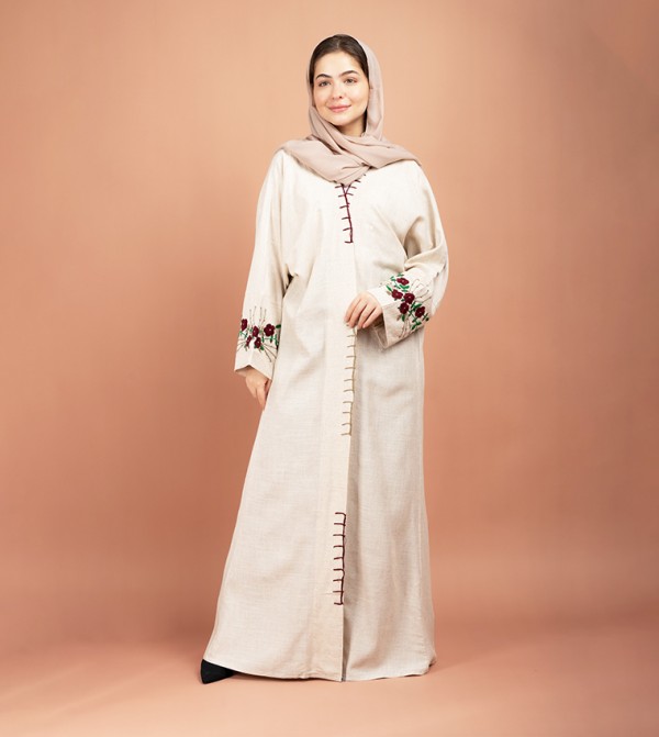 عباية إماراتية لينن بتصميم يدوي