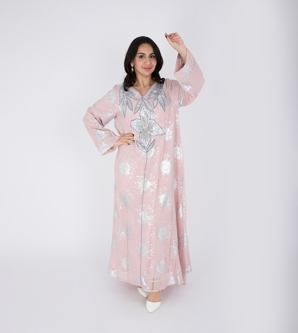 Embellished V-Neck Jalabiya