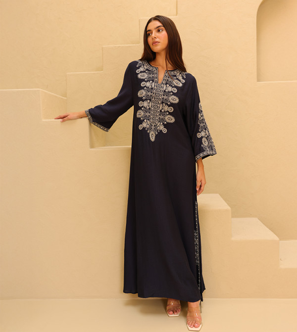 Embroidered Split Neck Jalabiya