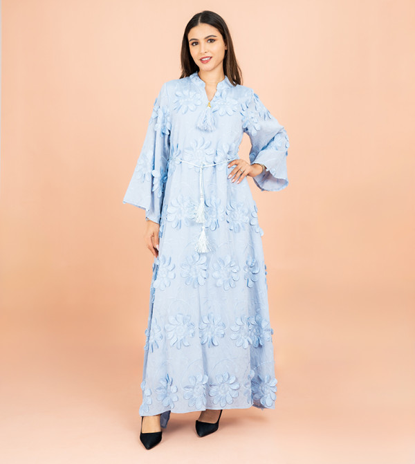 Floral Appliqued Flared Sleeves Jalabiya