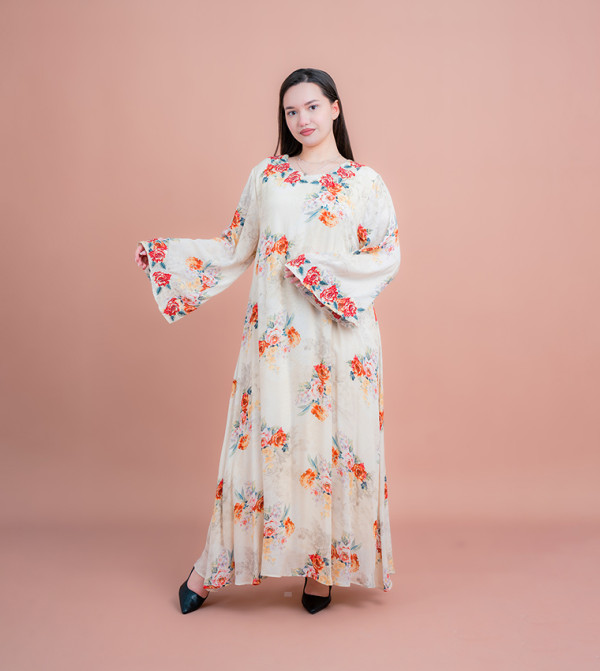Floral Printed Long Sleeves Jalabiya