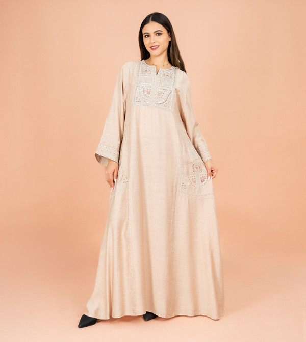 Embroidered Flared Sleeves Jalabiya