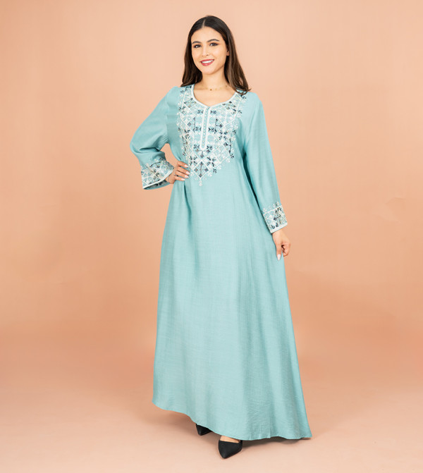 Embroidered Crew Neck Jalabiya