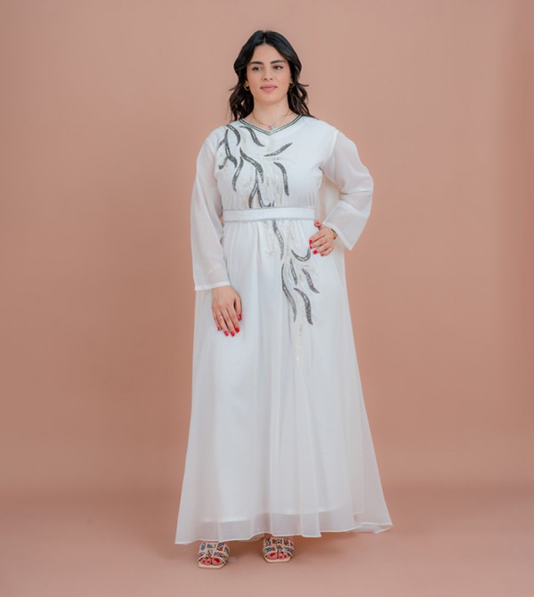 جلابية مزينة مع حزام - قطعتين