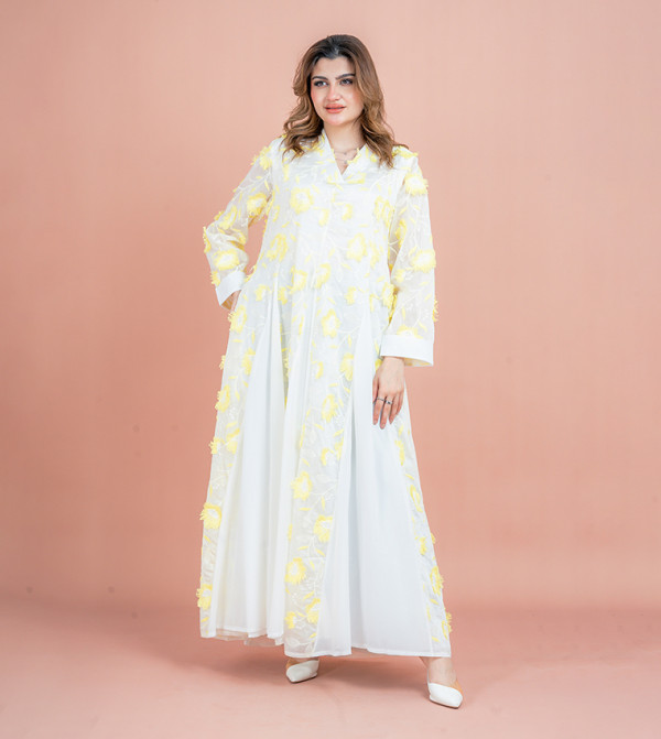 Embroidered V-Neck Jalabiya