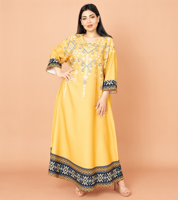 Printed 3/4 Sleeves Jalabiya