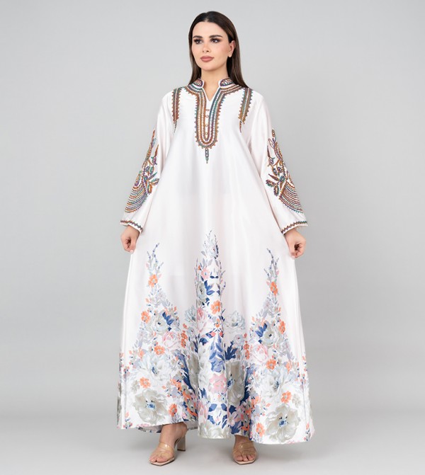 Crystal Embroidered Long Sleeves Jalabiya