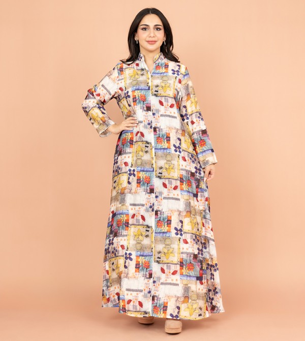 Printed Long Sleeves Jalabiya