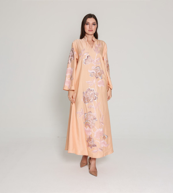 Vibrant Floral Embroidered Jalabiya