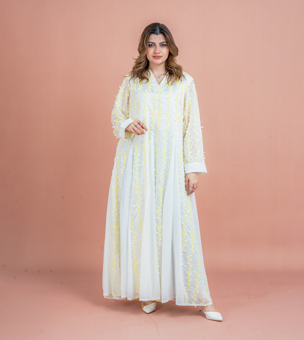 Embroidered V-Neck Jalabiya