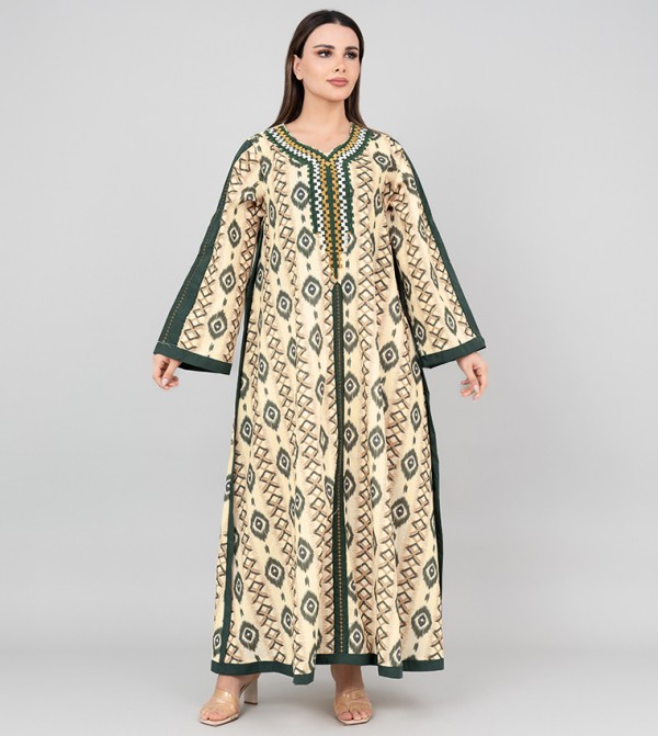 Abstract Patterned Embroidered Jalabiya