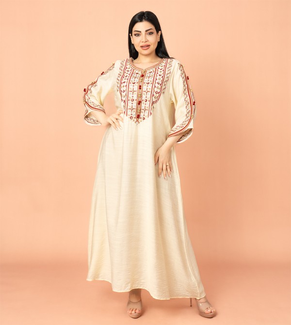 Embroidered 3/4 Sleeves Jalabiya