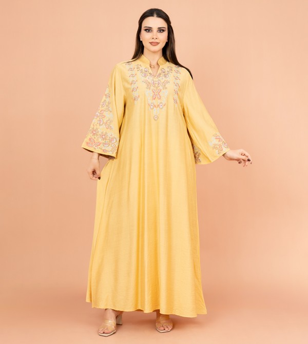 Crystal Embroidered Flared Sleeves Jalabiya