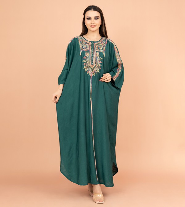 Embroidered Batwing Sleeves Jalabiya