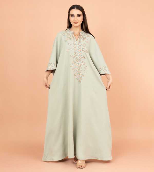 جلابية مطرزة بأكمام 3/4