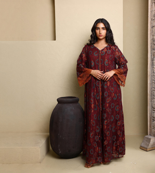 EIRE Lace V-Neck Jalabiya