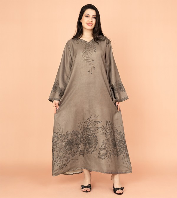 Floral Printed Flared Sleeves Jalabiya