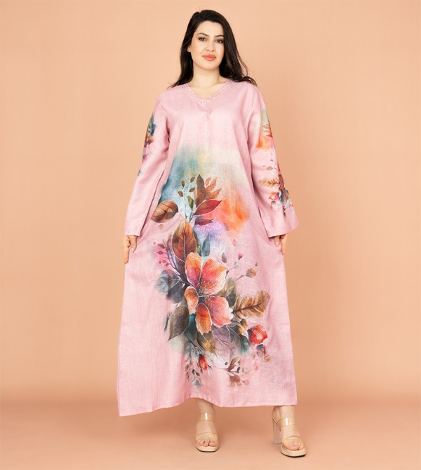 Floral Printed Flared Sleeves Jalabiya