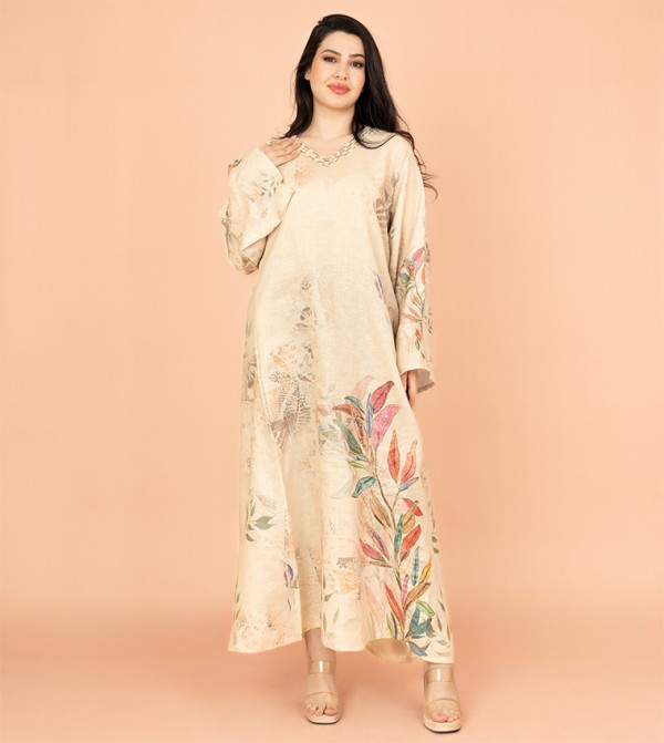 Floral Printed Flared Sleeves Jalabiya