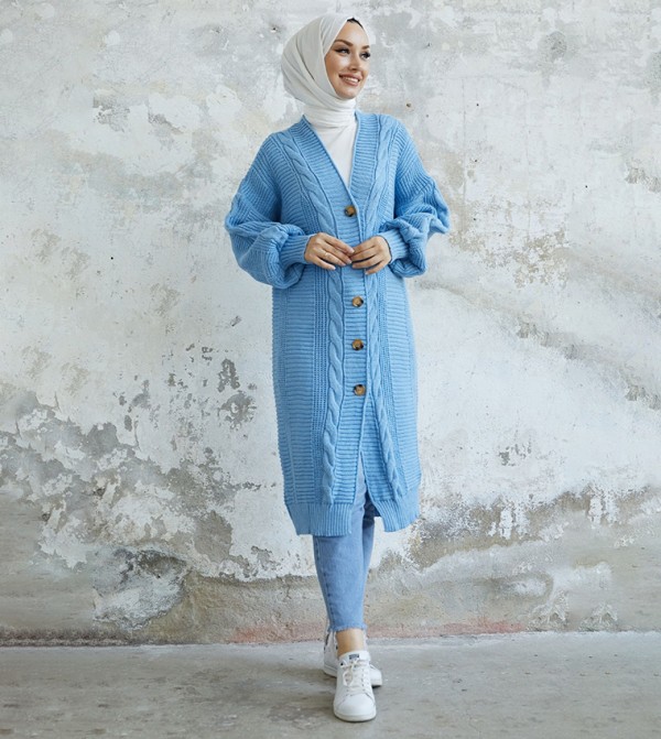 Hijab Long Cardigan With Jeans Coklat Ootd Hijab Turtleneck Long