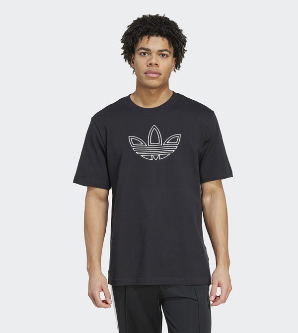 Outlined Trefoil Logo Printed T-Shirt