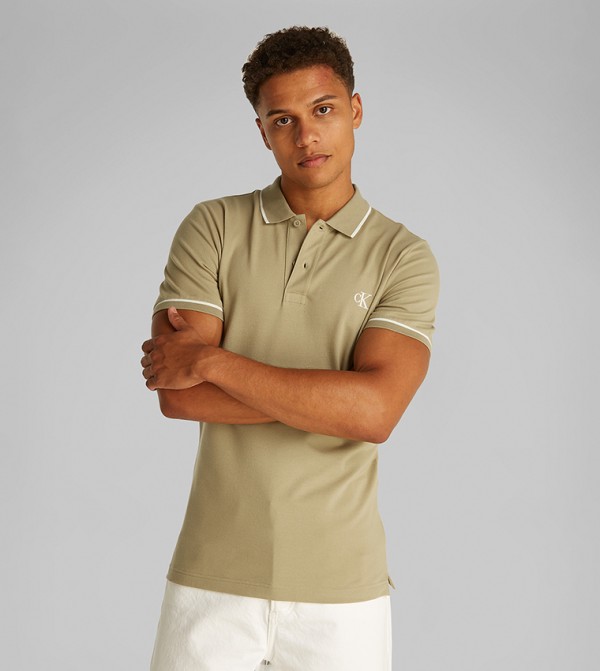 Contrast Tipping Short Sleeves Polo T-Shirt