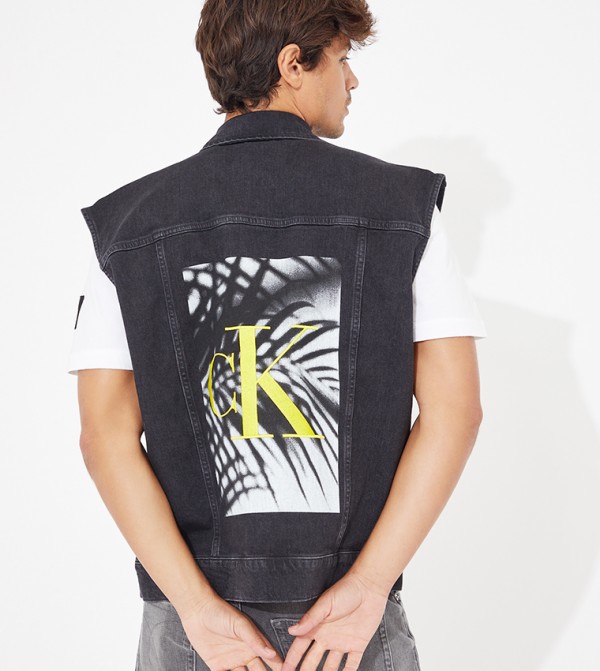 Black brand hot sale denim vest