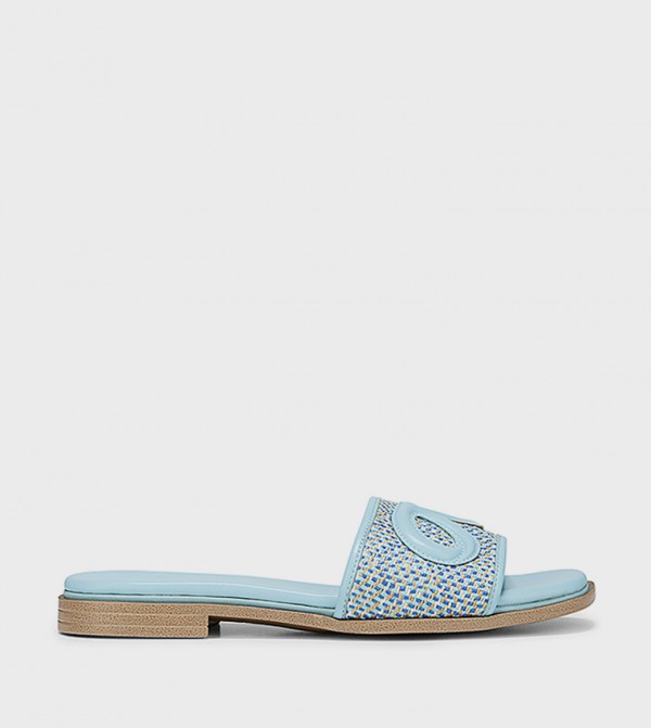 GENEVIEVE2 Textured Open-Toe Flat Sandals