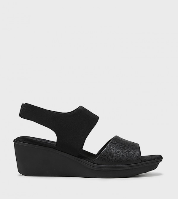 REY Textured Open Toe Wedge Sandals 